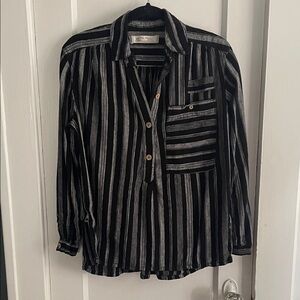 Free People Linen Blend Boho Top